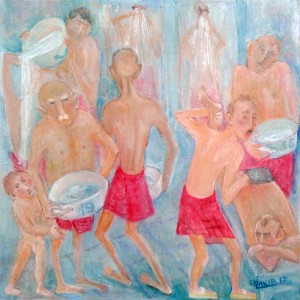 46.Turkish bath 2017year 40x40cm Original Painting Oil on Canvas2500$ by ZAKIR AHMEDOV